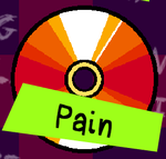 A scarlet disc named "Pain"